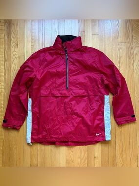 Vintage 90s Nike Men’s 1/2 Zip Windbreaker Hoodie Jacket XL Red Solid